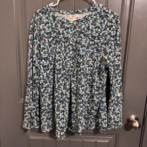 Style & Co. Plus Size Black and White Ruffled Long Sleeve Blouse